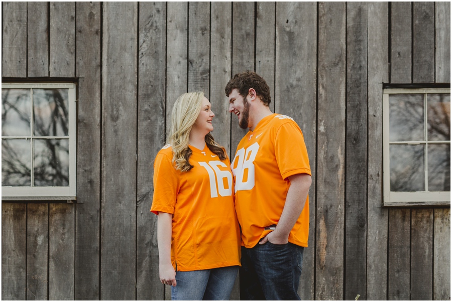Nathan and Emily in their UT jerseys at Meadow Hill Farm.