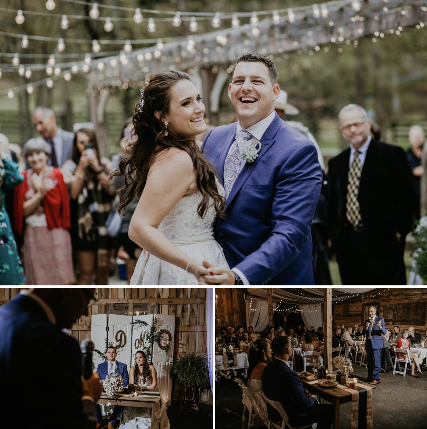 The bride and grooms first dance and speeches and their Garrett Farm wedding.