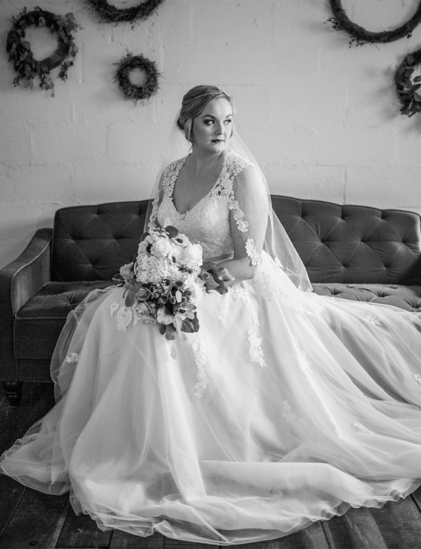 A portrait of the bride at Meadow Hill Farm.
