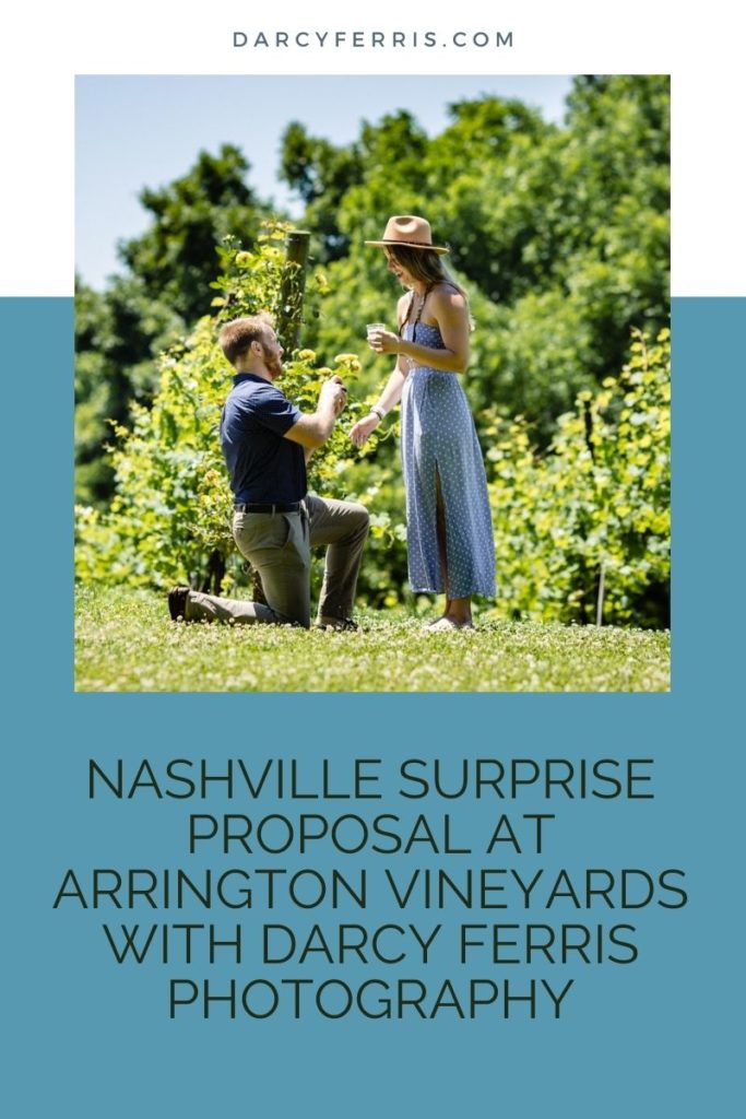 Nashville Surprise Proposal Photographer, a man kneels down in a vineyard to propose to her girlfriend.
