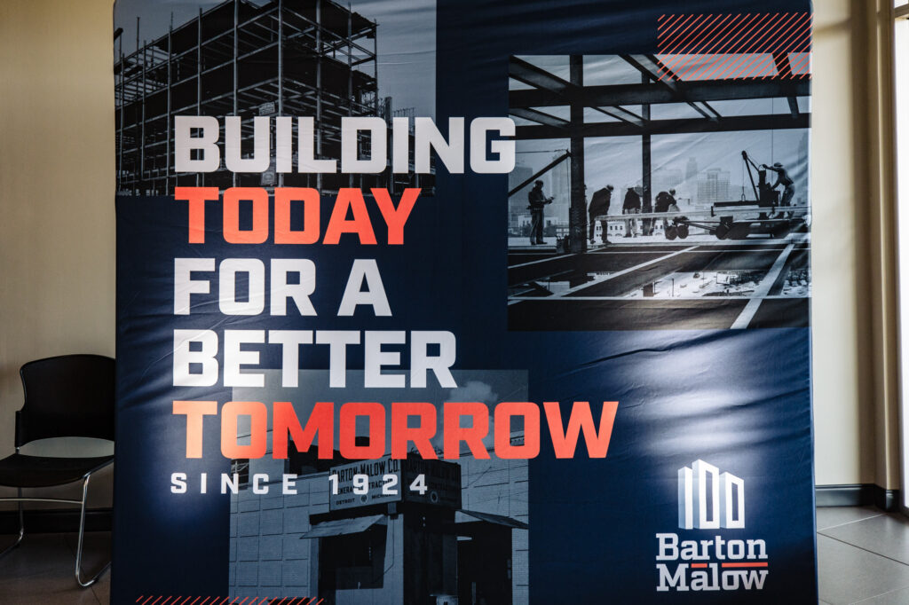 a banner by the Barton Malow company